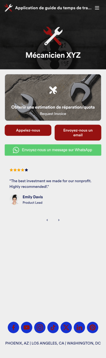 Application de guide du temps de travail des mécaniciens