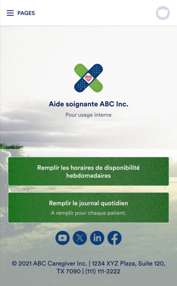 Application de journal quotidien des soignants Template
