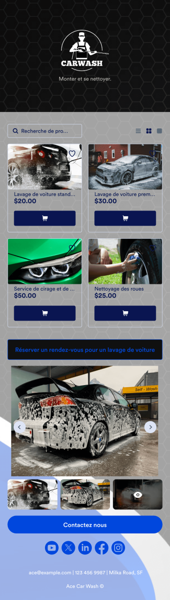 Application de lavage voiture à domicile Template