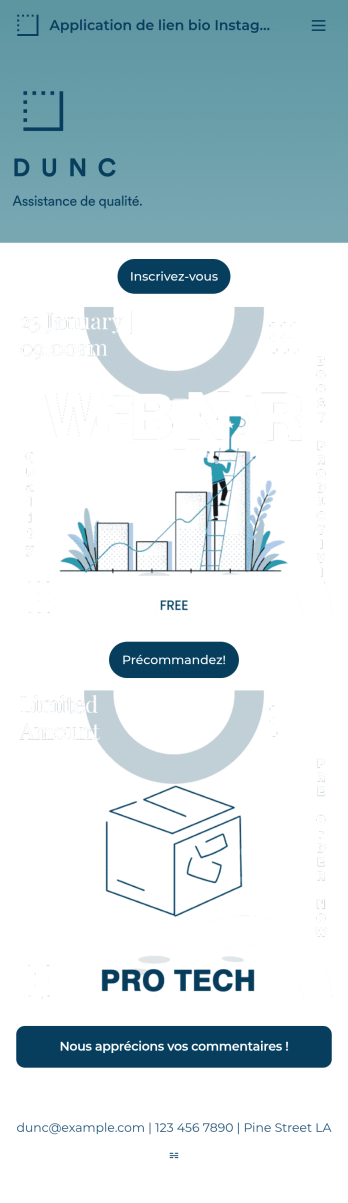 Application de lien bio Instagram pour les entreprises