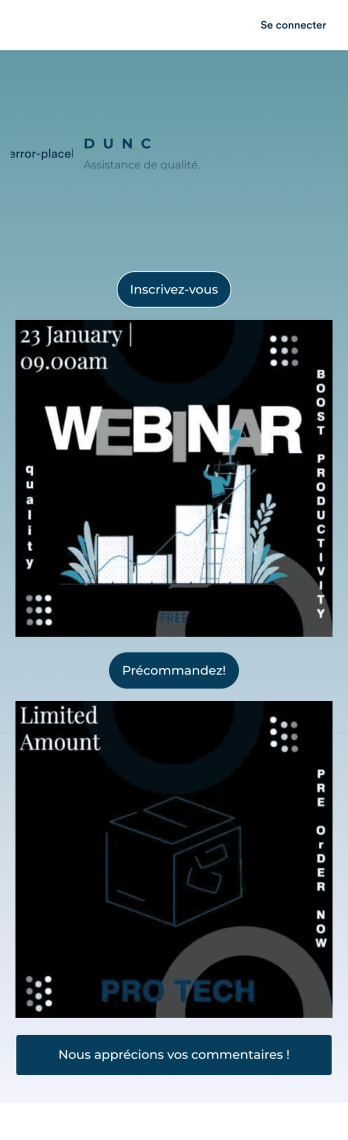 Application de lien bio Instagram pour les entreprises Template