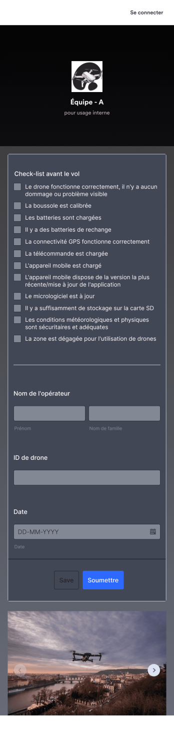 Application de liste de contrôle avant le vol de drone Template