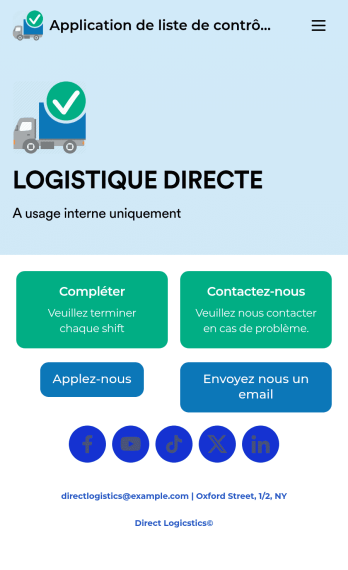 Application de liste de contrôle d'inspection de véhicule