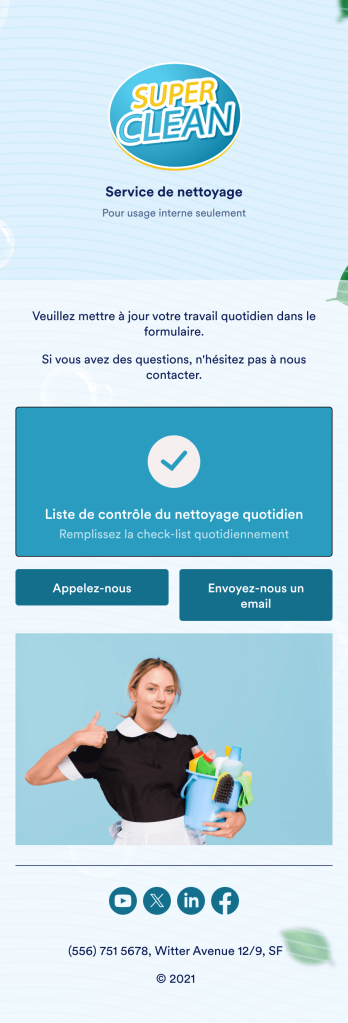 Application de liste de contrôle pour le nettoyage quotidien des bureaux Template