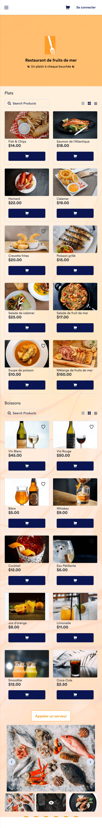 Application de menu avec QR Code