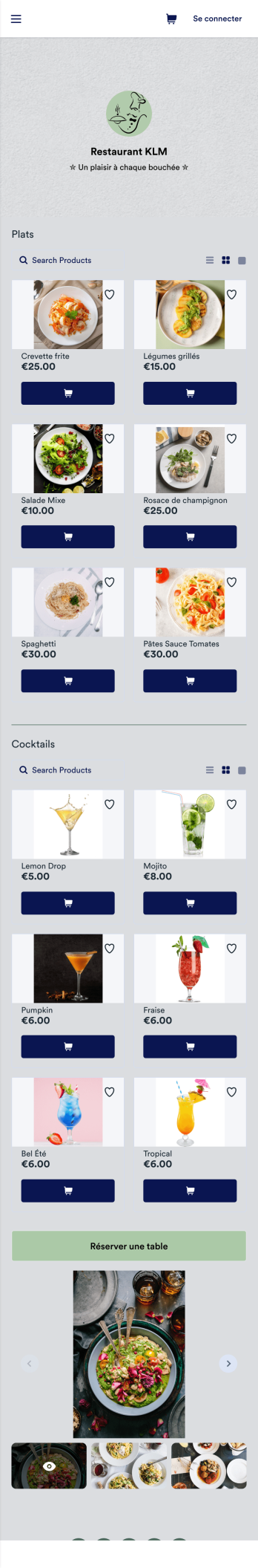 Application de menu de restaurant Template