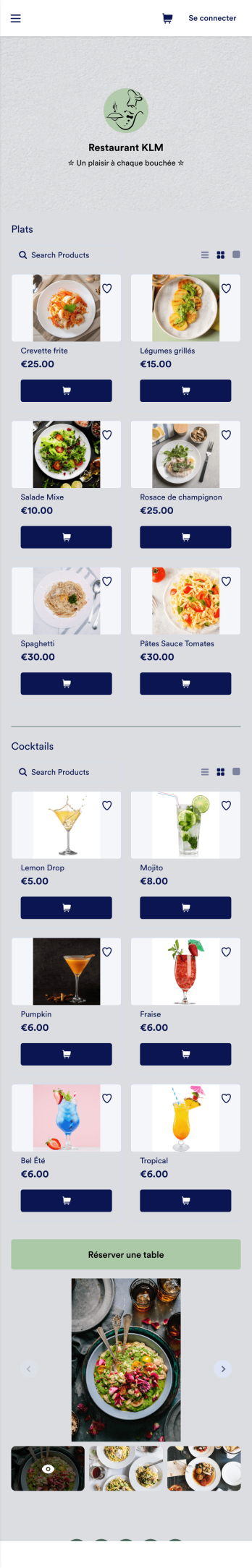 Application de menu de restaurant