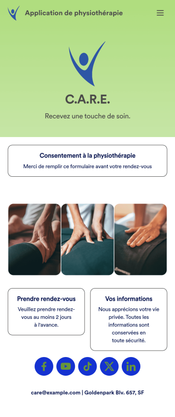 Application de physiothérapie