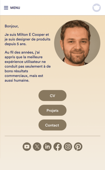 Application de portfolio personnel Template