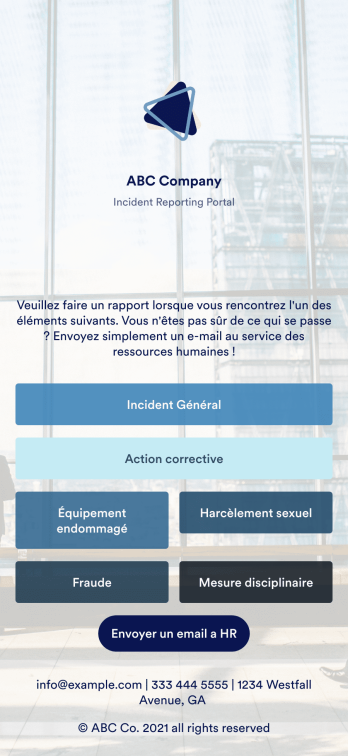 Application de rapport d'incident Template