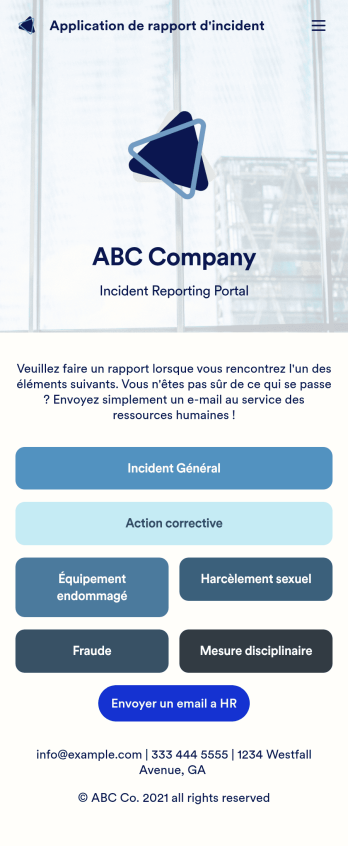 Application de rapport d'incident