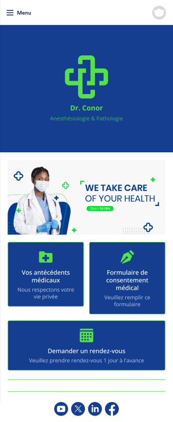 Application de rendez-vous médical Template