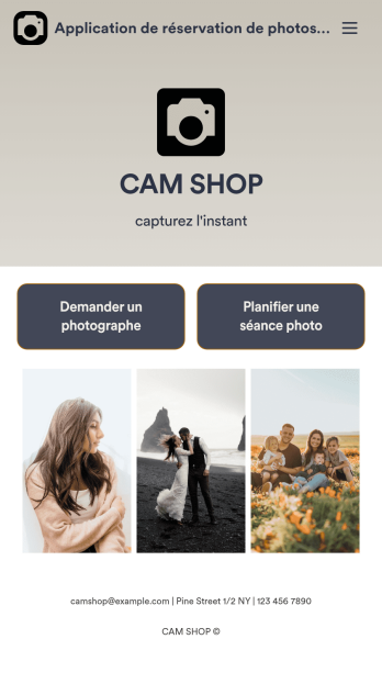 Application de réservation de photoshoot