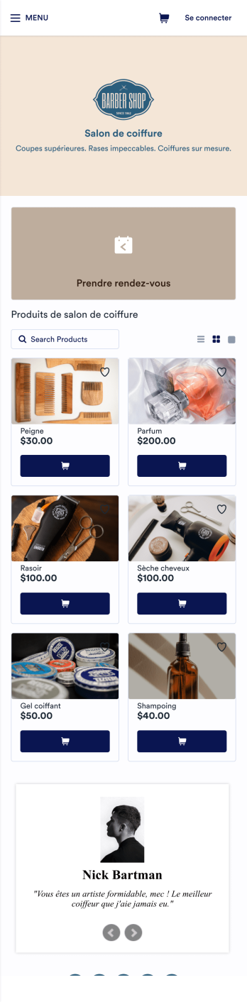 Application de salon de coiffeur