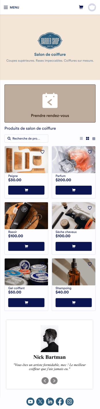 Application de salon de coiffeur Template