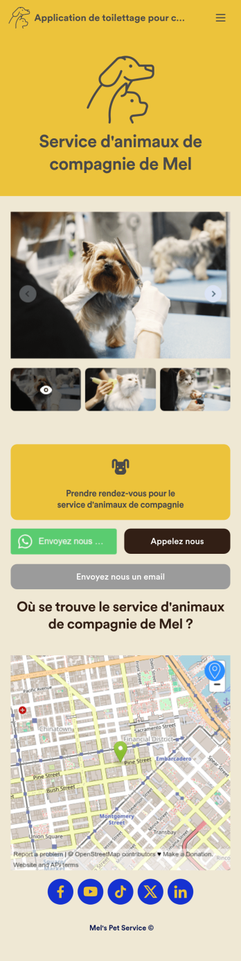Application de toilettage pour chiens