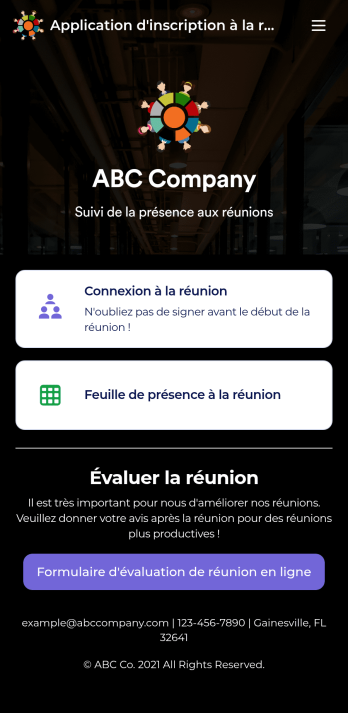 Application d'inscription à la réunion