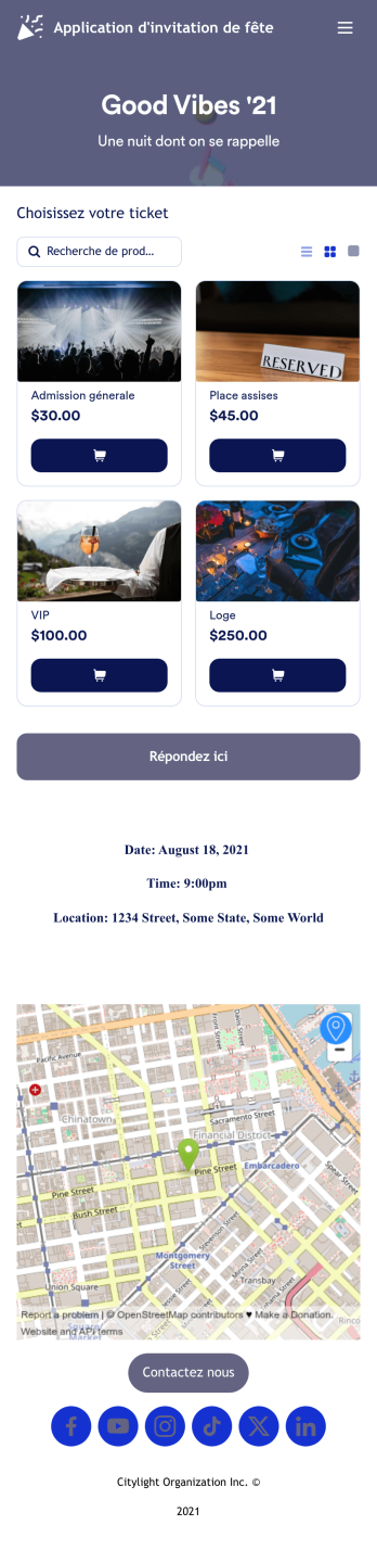 Application d'invitation de fête