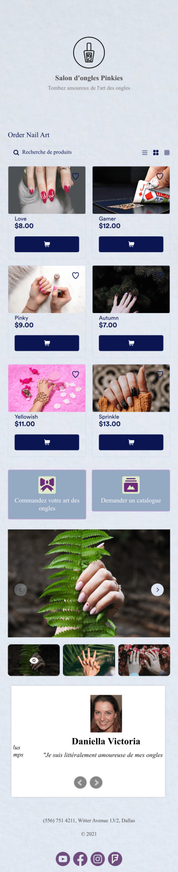 Application du catalogue de produits Template