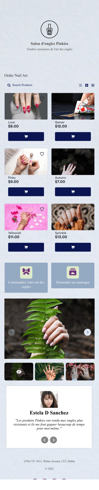 Application du catalogue de produits Template