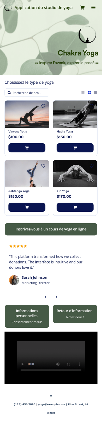Application du studio de yoga