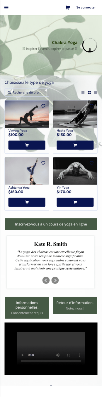 Application du studio de yoga Template