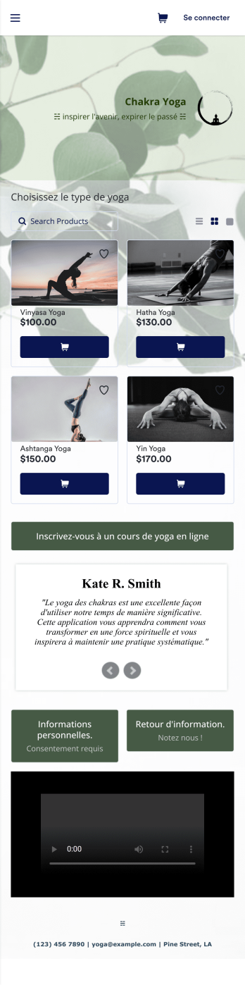 Application du studio de yoga