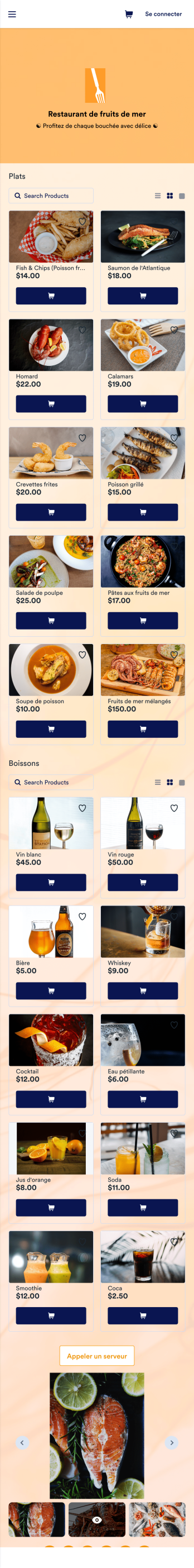 Application QR Code pour le menu