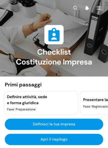 Applicazione con Lista di Controllo per la Costituzione d'Impresa