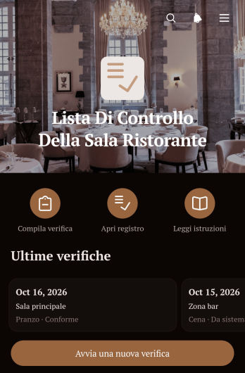 Applicazione con Lista di Controllo per la Sala Ristorante