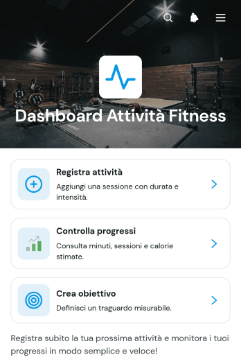 Applicazione con Pannello di Controllo delle Attività Fisiche