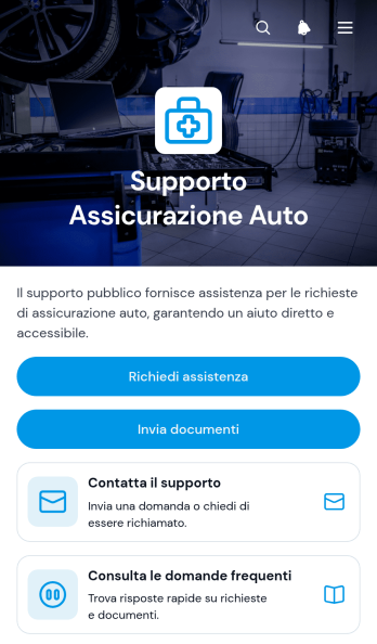 Applicazione di Assistenza per Assicurazioni Auto