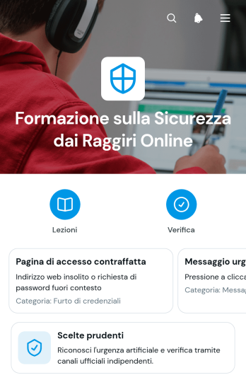 Applicazione di Formazione sulla Sicurezza contro le Truffe Online