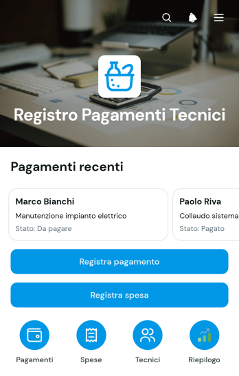 Applicazione di Monitoraggio dei Pagamenti dei Tecnici