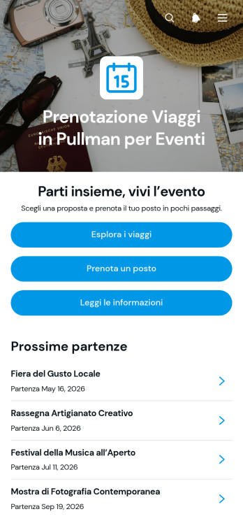 Applicazione di Prenotazione Viaggi in Pullman per Eventi