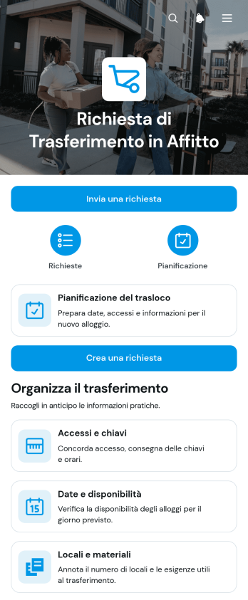 Applicazione di Raccolta Richieste per Traslochi in Affitto
