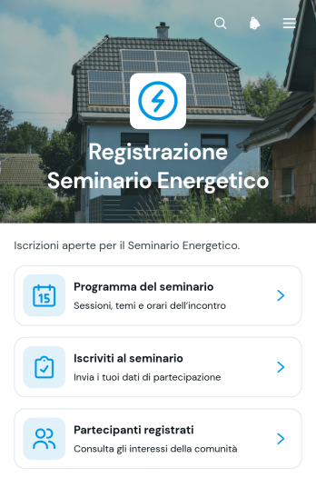 Applicazione di Registrazione al Seminario sull’Energia