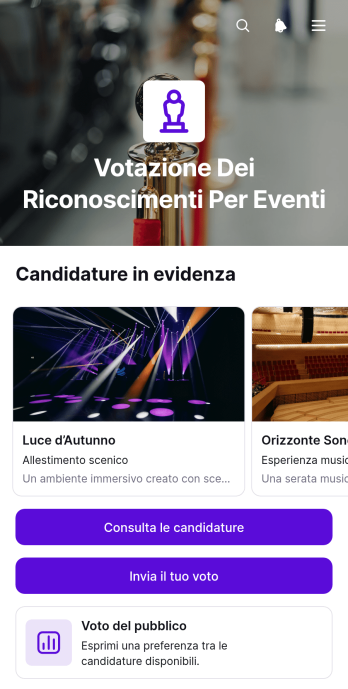 Applicazione di Votazione per Re e Reginetta dell’Evento