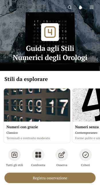 Applicazione Guida agli Stili dei Numerali per Orologi