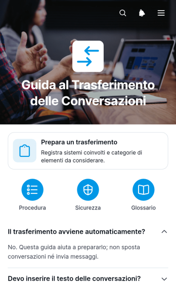 Applicazione Guida al Trasferimento delle Conversazioni
