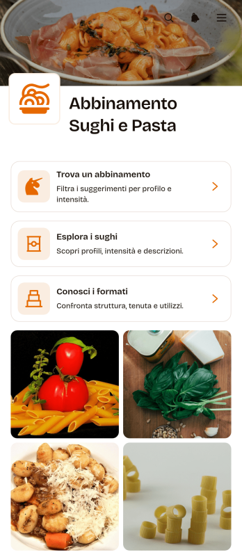 Applicazione per Abbinare Pasta e Sughi