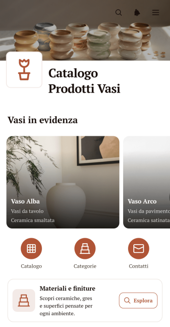 Applicazione per Catalogo di Prodotti di Vasi