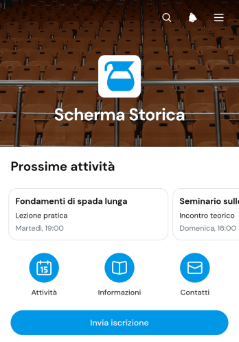 Applicazione per Circolo di Scherma Storica