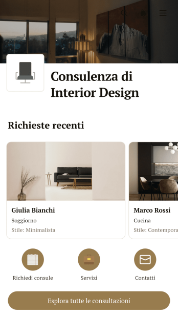 Applicazione per Consulenze di Progettazione d’Interni