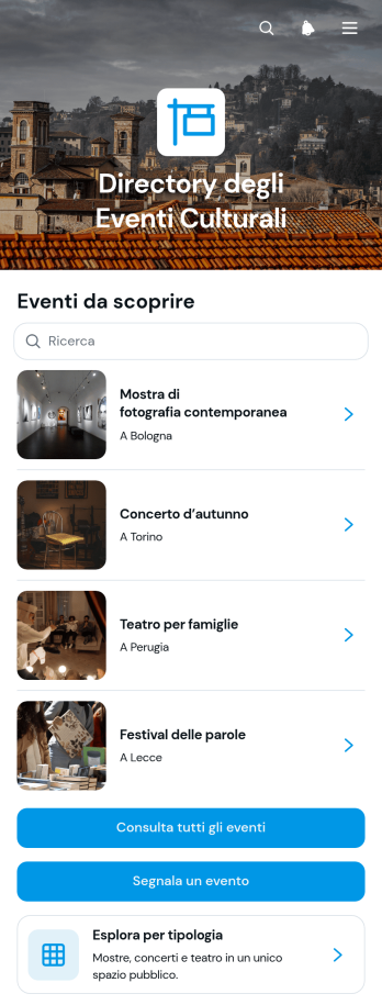 Applicazione per Elenco di Eventi Culturali