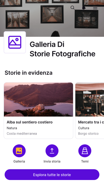 Applicazione per Galleria di Storie Fotografiche