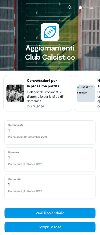 Applicazione per gli Aggiornamenti della Società Calcistica