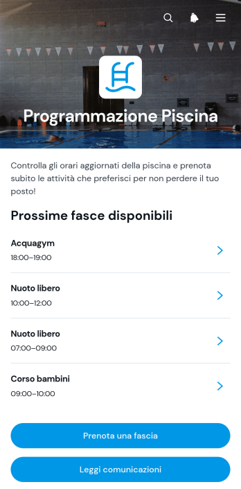 Applicazione per gli Orari della Piscina
