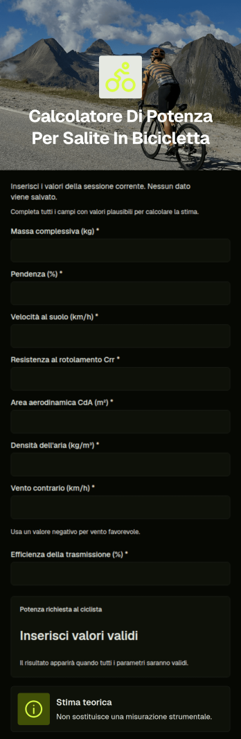 Applicazione per il Calcolo della Potenza in Salita nel Ciclismo
