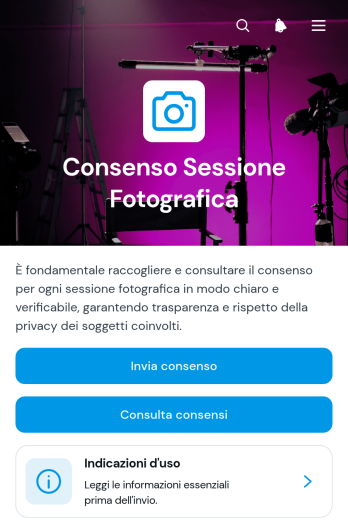 Applicazione per il Consenso alle Sessioni Fotografiche